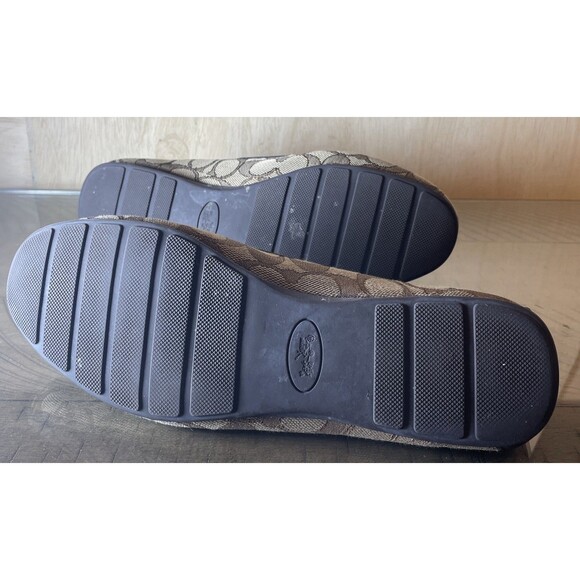 Coach womens 9.5 Loafers shoes flats Jacquard Brown slip on signature - Picture 6 of 6